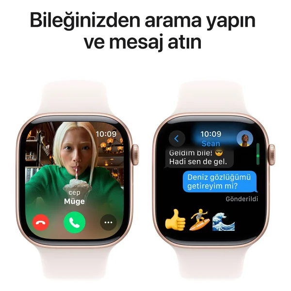 Apple Watch Series 10 GPS 42mm Roze Altın Rengi Alüminyum Kasa Ve Bulut Pembesi Spor Kordon Akıllı Saat - Görsel 7