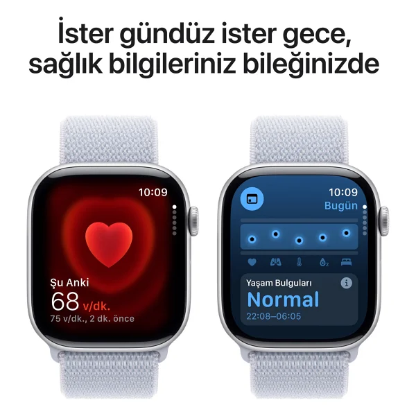 Apple Watch Series 10 GPS + Cellular 42mm Gümüş Rengi Alüminyum Kasa Ve Bulut Mavisi Spor Loop Kordon Akıllı Saat - Görsel 5