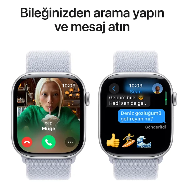 Apple Watch Series 10 GPS + Cellular 42mm Gümüş Rengi Alüminyum Kasa Ve Bulut Mavisi Spor Loop Kordon Akıllı Saat - Görsel 7
