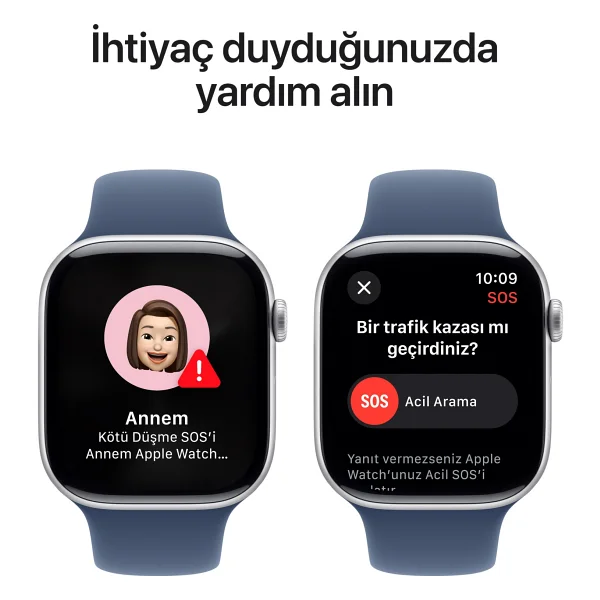 Apple Watch Series 10 GPS 46mm Gümüş Rengi Alüminyum Kasa Ve Kot Rengi Spor Kordon Akıllı Saat - Görsel 6