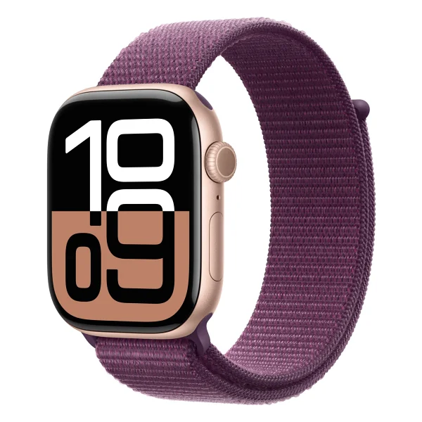 Apple Watch Series 10 GPS 46mm Roze Altın Rengi Alüminyum Kasa Ve Kırmızı Erik Spor Loop Kordon Akıllı Saat - Görsel 10