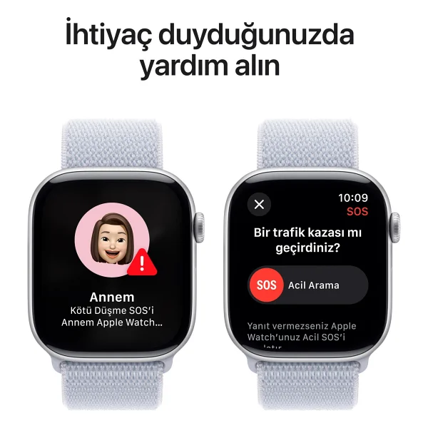 Apple Watch Series 10 GPS 46mm Gümüş Rengi Alüminyum Kasa Ve Bulut Mavisi Spor Loop Kordon Akıllı Saat - Görsel 6