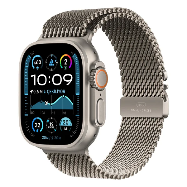 Apple Watch Ultra 2 GPS + Cellular 49mm Natürel Titanyum Kasa Ve Natürel Titanyum Milano Loop Kordon Akıllı Saat - Görsel 10