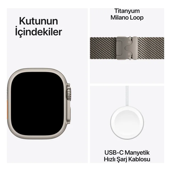 Apple Watch Ultra 2 GPS + Cellular 49mm Natürel Titanyum Kasa Ve Natürel Titanyum Milano Loop Kordon Akıllı Saat - Görsel 9