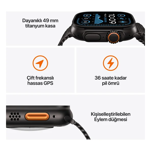 Apple Watch Ultra 2 GPS + Cellular 49mm Natürel Titanyum Kasa Ve Uçuk Kahve Alpine Loop Kordon Akıllı Saat - Görsel 3