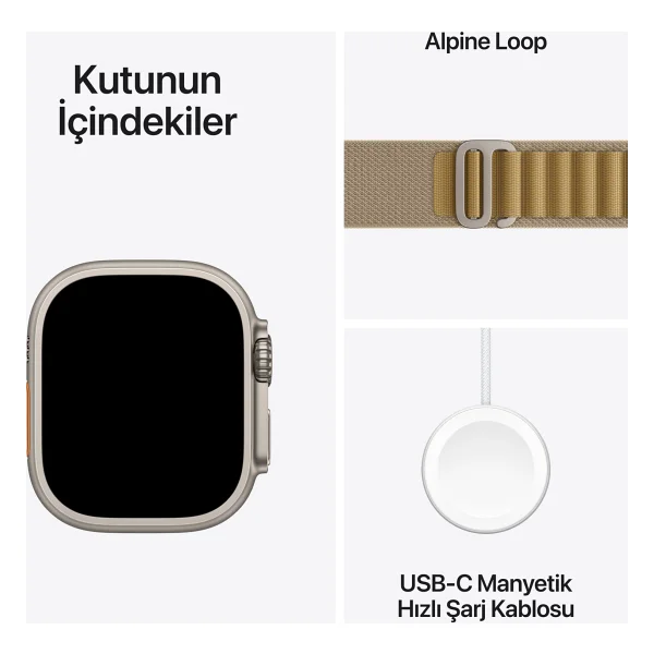 Apple Watch Ultra 2 GPS + Cellular 49mm Natürel Titanyum Kasa Ve Uçuk Kahve Alpine Loop Kordon Akıllı Saat - Görsel 9