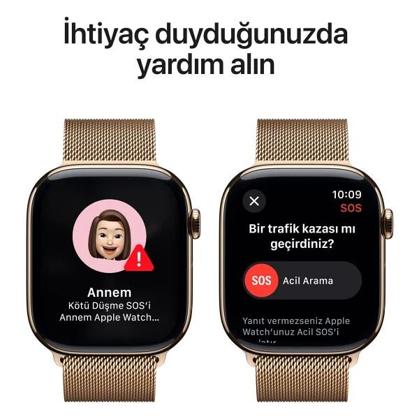 Apple Watch Series 10 GPS + Cellular 46mm Altın Rengi Titanyum Kasa Ve Altın Rengi Milano Loop Kordon Akıllı Saat - Görsel 6