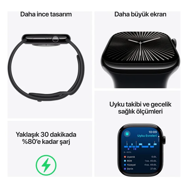 Apple Watch Series 10 GPS + Cellular 42mm Altın Rengi Titanyum Kasa Ve Altın Rengi Milano Loop Kordon Akıllı Saat - Görsel 3