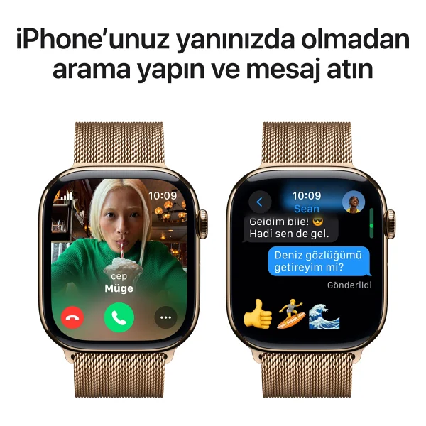 Apple Watch Series 10 GPS + Cellular 42mm Altın Rengi Titanyum Kasa Ve Altın Rengi Milano Loop Kordon Akıllı Saat - Görsel 7
