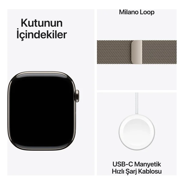 Apple Watch Series 10 GPS + Cellular 42mm Natürel Titanyum Kasa Ve Natürel Milano Loop Kordon Akıllı Saat - Görsel 9
