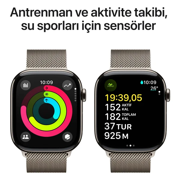 Apple Watch Series 10 GPS + Cellular 42mm Natürel Titanyum Kasa Ve Natürel Milano Loop Kordon Akıllı Saat - Görsel 4