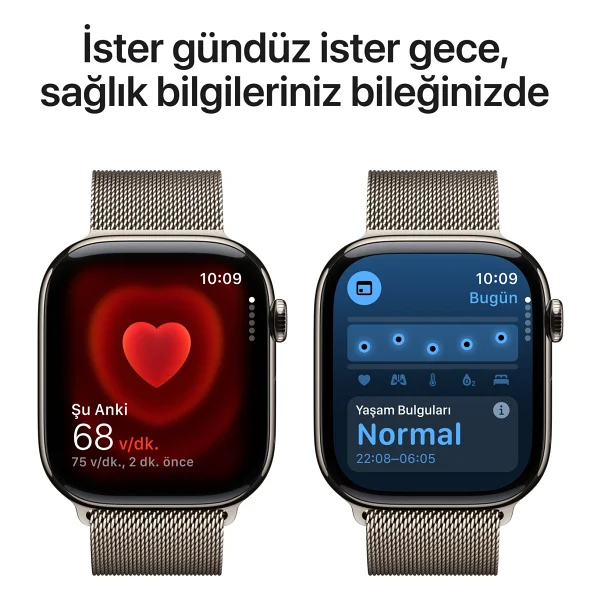 Apple Watch Series 10 GPS + Cellular 42mm Natürel Titanyum Kasa Ve Natürel Milano Loop Kordon Akıllı Saat - Görsel 5