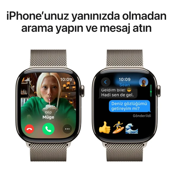 Apple Watch Series 10 GPS + Cellular 42mm Natürel Titanyum Kasa Ve Natürel Milano Loop Kordon Akıllı Saat - Görsel 7
