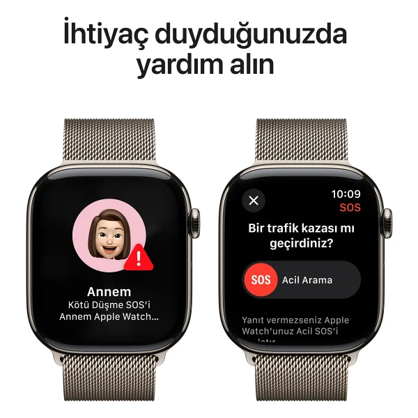 Apple Watch Series 10 GPS + Cellular 42mm Natürel Titanyum Kasa Ve Natürel Milano Loop Kordon Akıllı Saat - Görsel 6