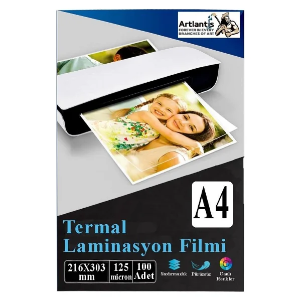 Laminasyon Filmi Parlak A4 100 Lü 1 Paket 125 Mikron Laminasyon Kaplama Pvc Kaplama Poşeti 100 Adet - Görsel 6