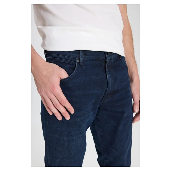 Wrangler Slim Fit Dar Kesim Düşük Bel Taşlamalı Gri Esnek Larston Jean Denim Kot Pantolon - Lacivert - Görsel 4