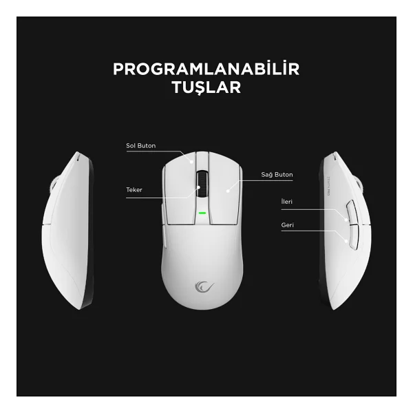 Rampage Zenith Pro 4K Beyaz Şarjlı Optik Kablolu/Kablosuz Oyuncu Mouse - Görsel 5