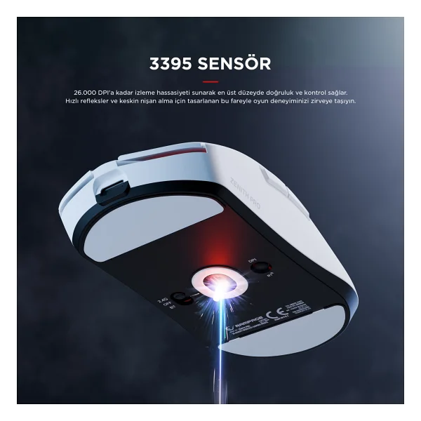 Rampage Zenith Pro 4K Beyaz Şarjlı Optik Kablolu/Kablosuz Oyuncu Mouse - Görsel 4