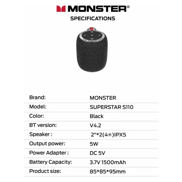 Monster Superstar S110 Bluetooth Hoparlör - Görsel 5