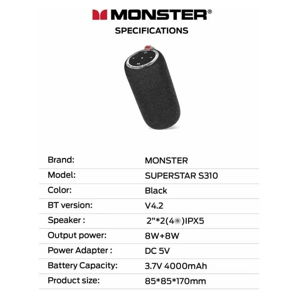 Monster Superstar S310 Bluetooth Hoparlör - Görsel 5