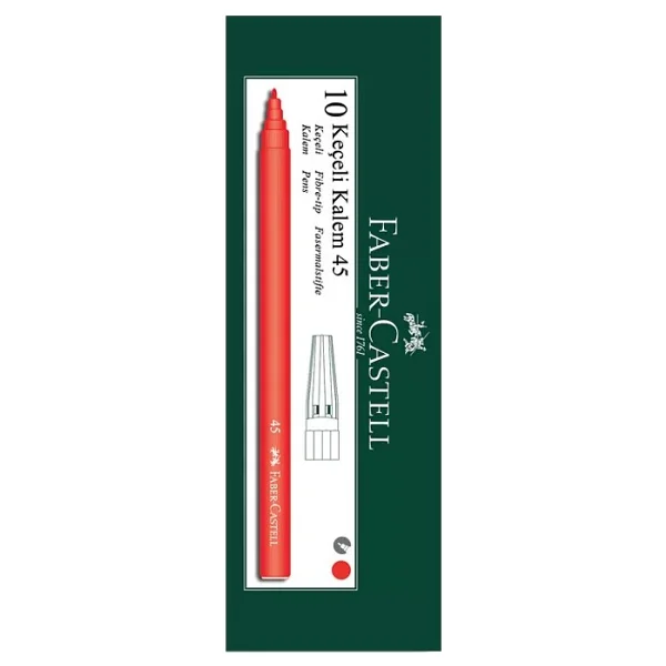 Faber-Castell 45 Kırmızı 10'lu Keçeli Kalem Seti - Görsel 8