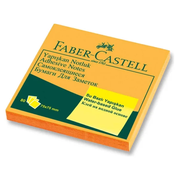 Faber-Castell Yapışkan Notluk 75x75 Mm Fosforlu Turuncu - Görsel 2