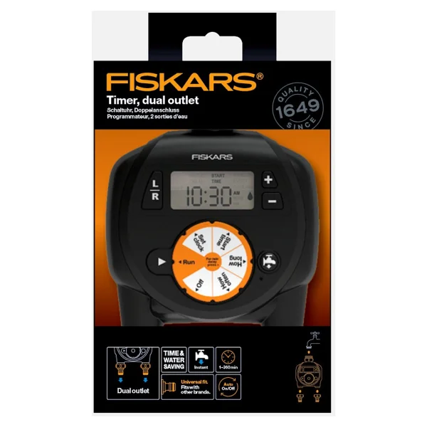 Fiskars Çift Çıkışlı Sulama Saati - Görsel 5