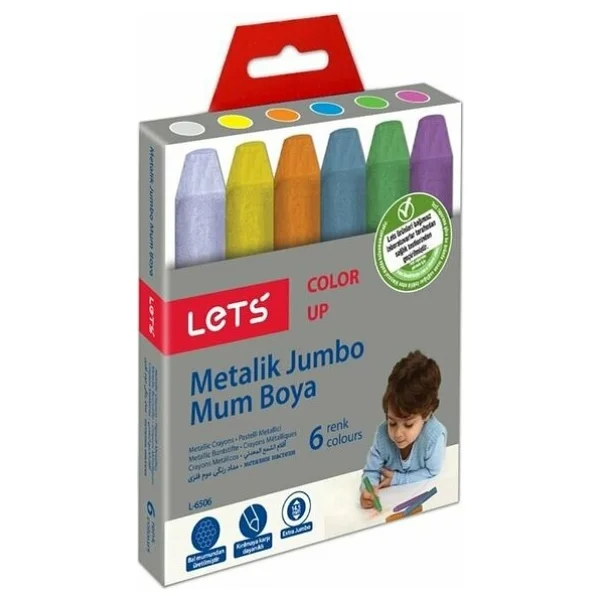 Lets 6 Renk Metalik Jumbo Mum Boya Lets - Görsel 2
