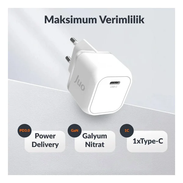Juo G201c-W Beyaz 20 W Type-C Hızlı Şarj Adaptörü - Görsel 2