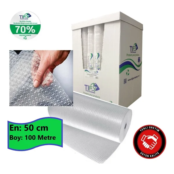 Tify Balonlu Naylon 50cm X 100mt (En: 50 Cm, Boy: 100mt.) Üç Katlı Eşya Koruma Ambalajı, Pat Pat - Görsel 6