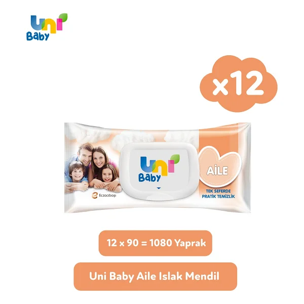 Uni Baby Aile 90 Yaprak 12'li Paket Islak Mendil - Görsel 4