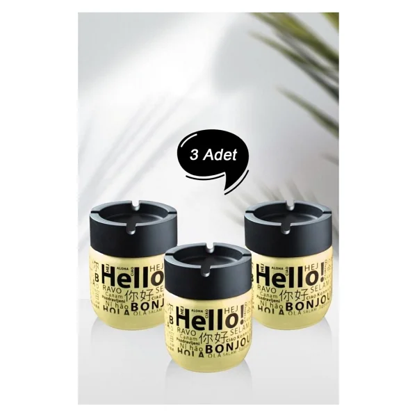 3'lü Cam Kokusuz Küllük 425 Cc Hello Desenli - Görsel 2