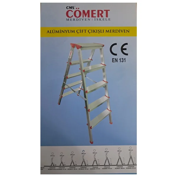 Cömert Alüminyum Çift Çıkışlı 5 Basamaklı Merdiven - Görsel 3