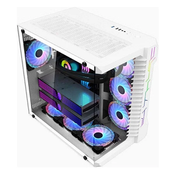 Snt Luobin Iıı War Machine Midi Tower Atx Akvaryum 7x Argb Fan Uzaktan Kumanda Kontroller Beyaz Gaming Kasa ( Power Yok ) - Görsel 2