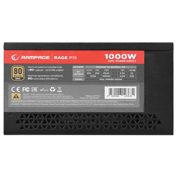 Rampage Rage P15 1000 W Power Supply - Görsel 4