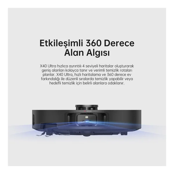 Dreame X40 Ultra Siyah Çöp İstasyonlu Akıllı Robot Süpürge - Görsel 5