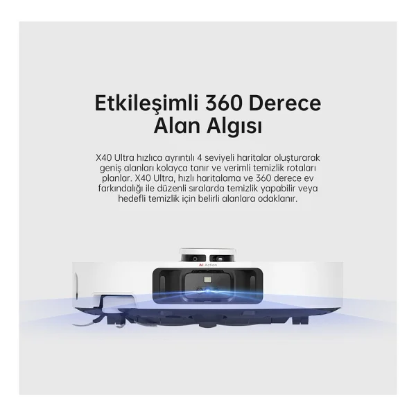 Dreame X40 Ultra Beyaz Çöp İstasyonlu Akıllı Robot Süpürge - Görsel 8
