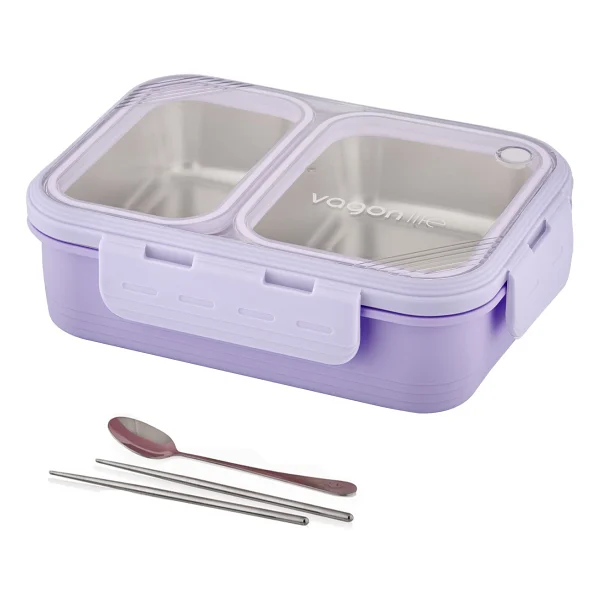Vagonlife Vgn7096 Metal Kaşıklı 2 Bölmeli 700 Ml Çelik Yemek Kutusu - Görsel 9