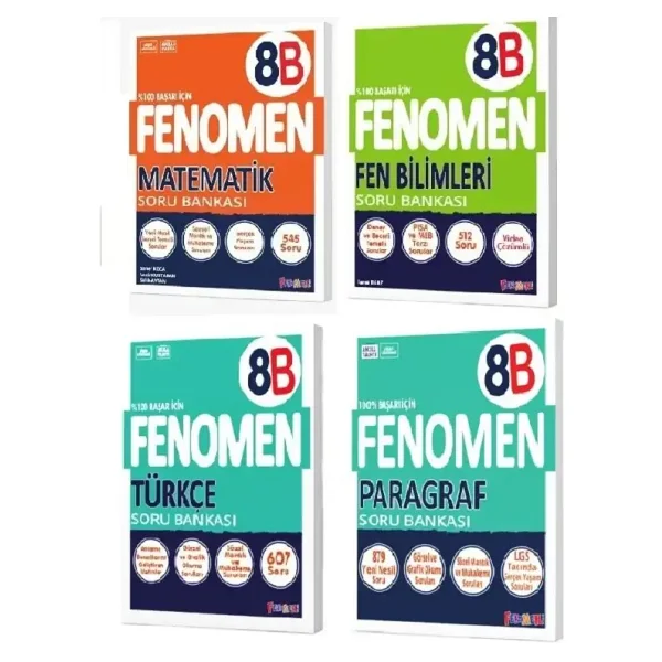Fenomen Okul Yayınları 8. Sınıf B Serisi (Matematik-Türkçe-Fen-Paragraf) Soru Bankası Seti - Görsel 2