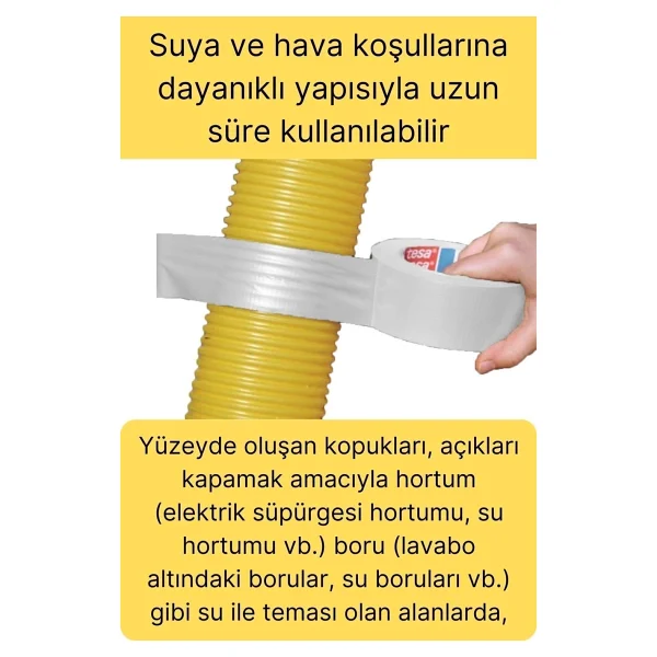 Svein Premium Çok Amaçlı Su Geçirmez Sızdırmaz Dayanıklı Izole Beyaz Tamir Bandı 48 Mm 10 Mt 1 Adet - Görsel 2