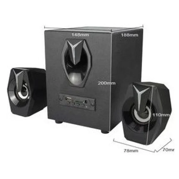 Tastech Multimedya Bluetooth Hoparlör Sd Kart USB 2.1 Kanal Subwoofer 2+1 Işıklı PC Speaker - Görsel 5