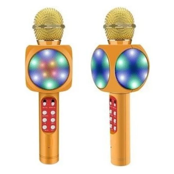 Tastech LED Işıklı Şarjlı Kablosuz Karaoke Mikrofon Bluetooth Hoparlör Ses Değiştirme Sd Kart USB Girişli - Beyaz - Görsel 6