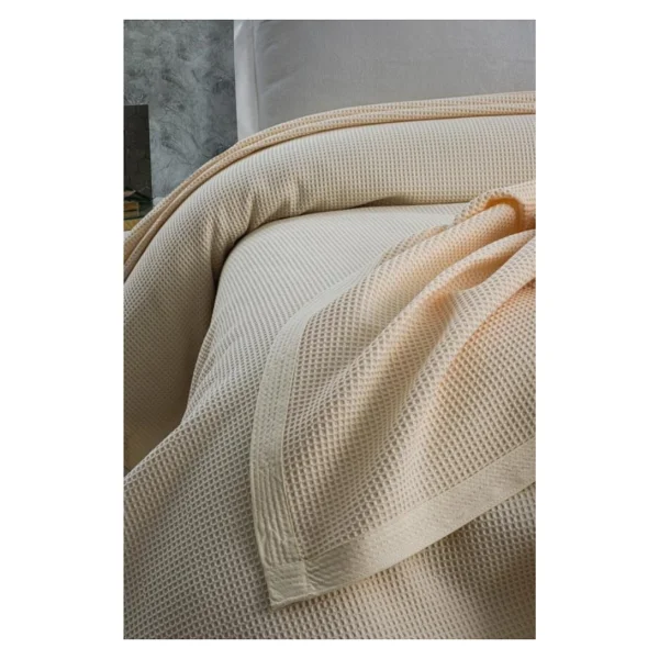 Klimalı Pike ,%100 Pamuk Petekli Pike , Dörtmevsim Pike Battal Boy 240x260 Krem - Görsel 2