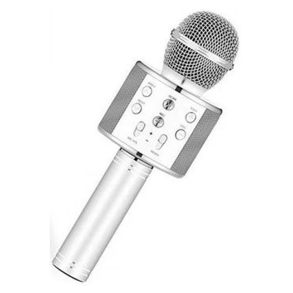 Tastech Şarjlı Kablosuz Karaoke Mikrofon Bluetooth Hoparlör Ses Değiştirme Özellikli Sd Kart USB Girişli - Gümüş - Görsel 2