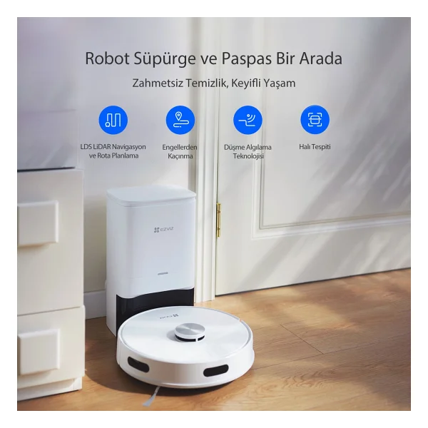 Ezviz Re4 Plus Çöp İstasyonlu Akıllı Robot Süpürge - Görsel 2