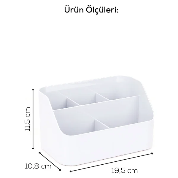 Vienev 5 Bölmeli Makyaj Takı Kutusu - Masa Düzenleyici Organizer Beyaz - Görsel 3