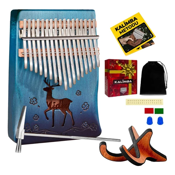 Midex Klx-540-Pak Beyaz Renk Gerçek Ağaç Kalimba 17 Tuşlu Full Set - Görsel 9