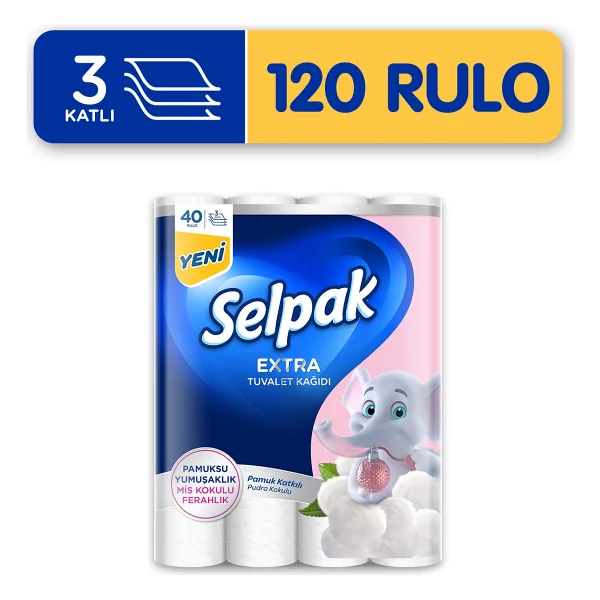 Selpak Selpak Extra Pamuk Katkılı Ve Pudra Kokulu 120'li Tuvalet Kağıdı - Görsel 10