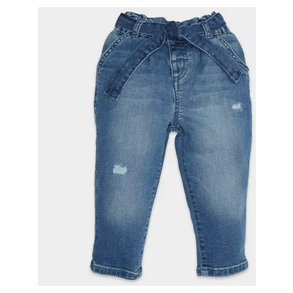 Defacto Paperbag Düz Paça Jean Pantolon Kız Bebek D1532a524au Mavi - Görsel 5