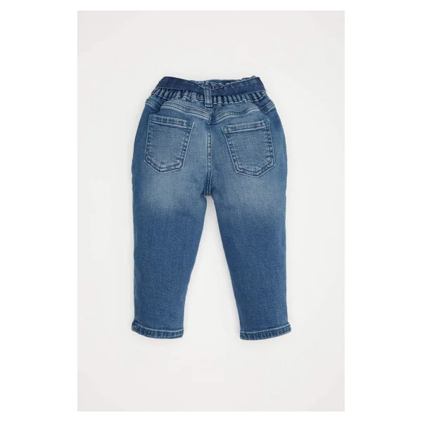Defacto Paperbag Düz Paça Jean Pantolon Kız Bebek D1532a524au Mavi - Görsel 4